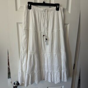 Cynthia Rowley White A-Line Skirt with Embroidery